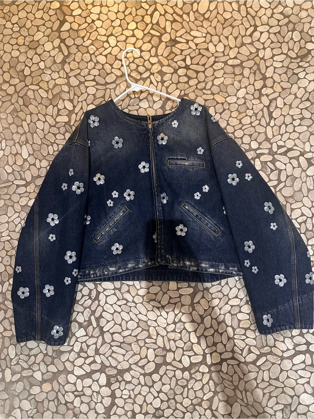 Marc Jacobs Sequin Daisy Cropped Jacket